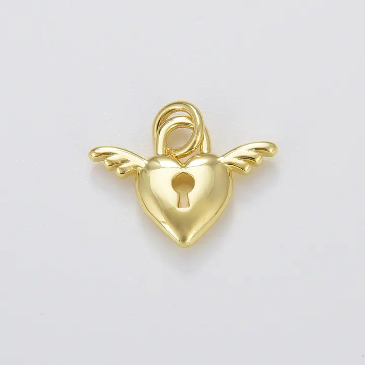 Heart Lock Wings Charm -Final Sale