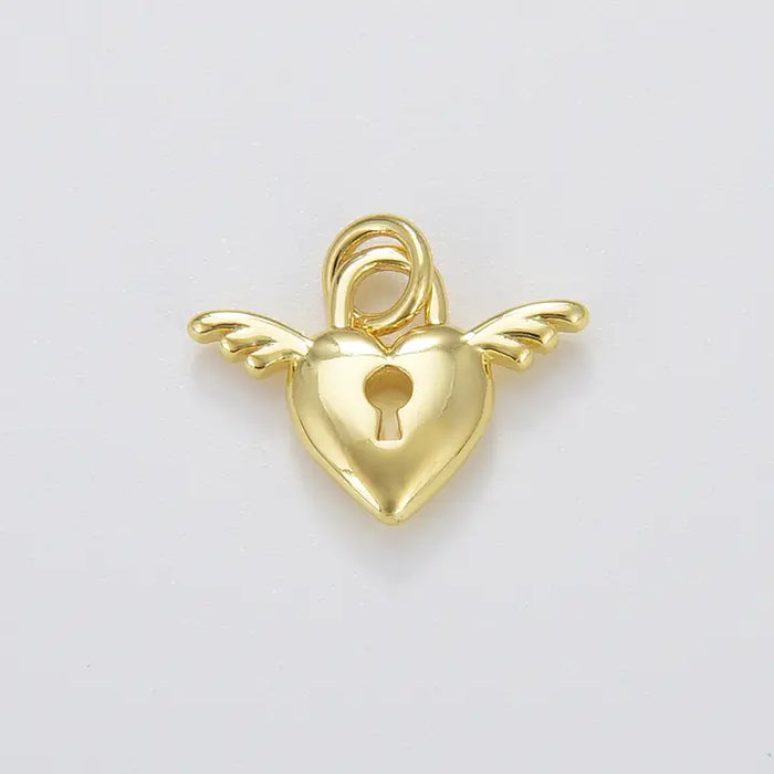 Heart Lock Wings Charm -Final Sale