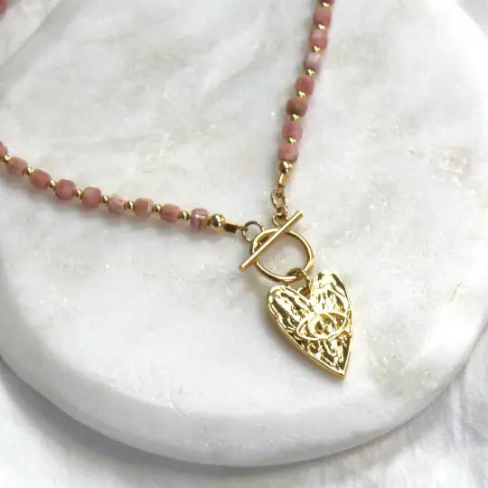 Heart Beaded Necklace-Final Sale