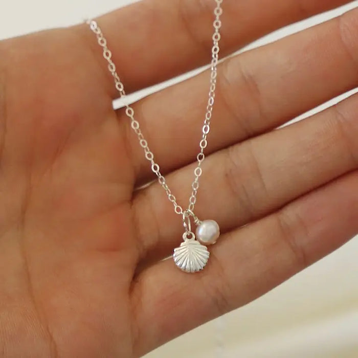 Kai Shell Pearl Necklace-Silver