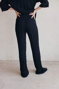 Beachcomber Cotton Ribbed Pant-Black-Final Sale