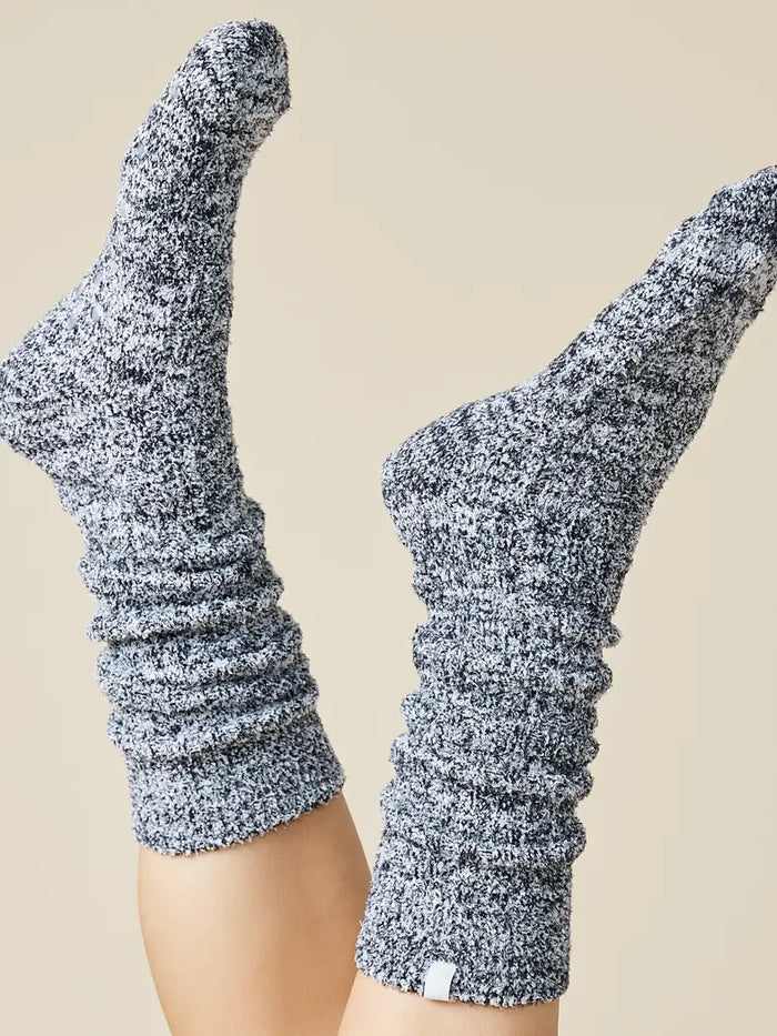 Marshmallow Slouchy Socks-Heather Black
