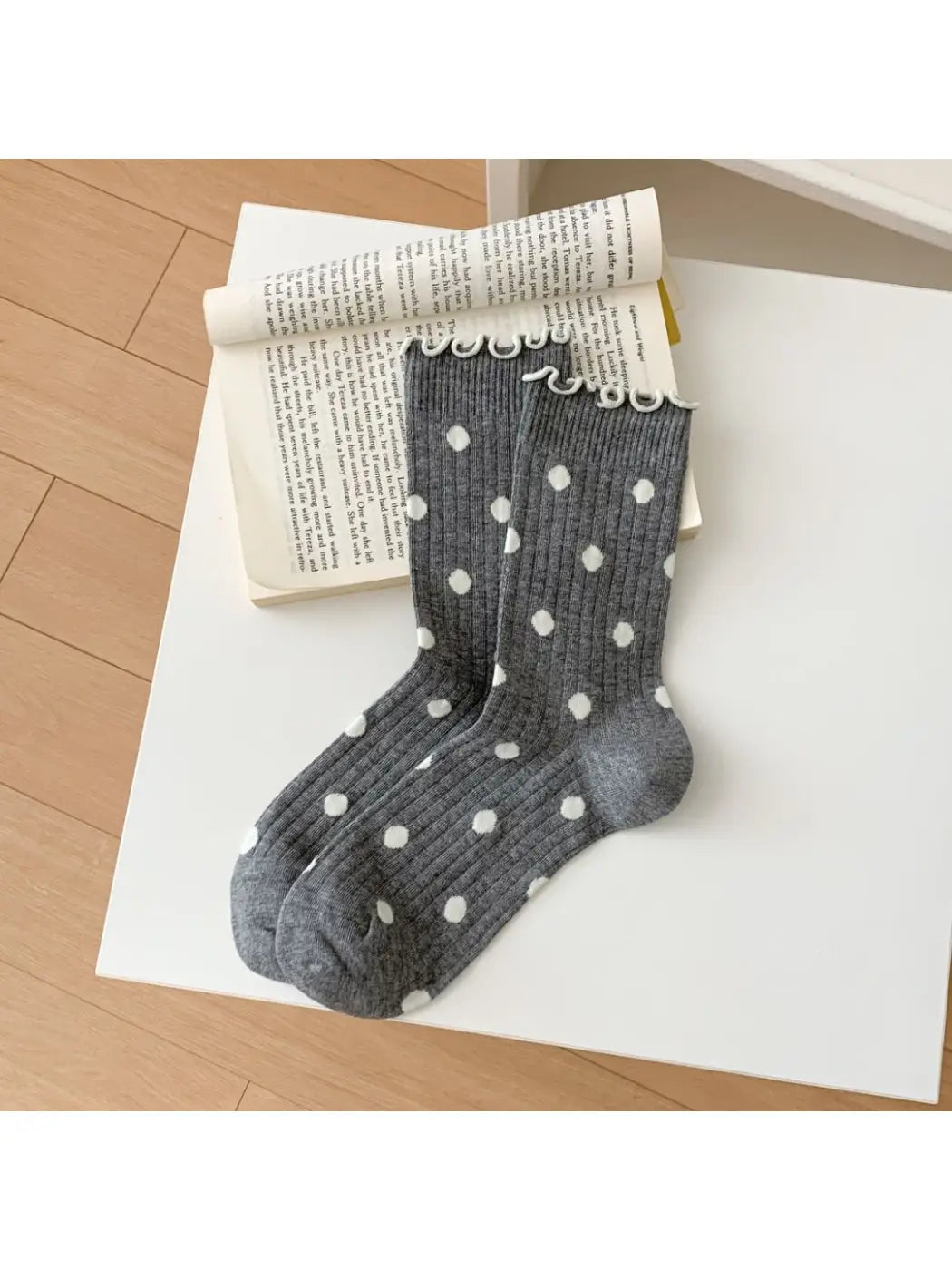 Polka Dot Socks-Dark Grey