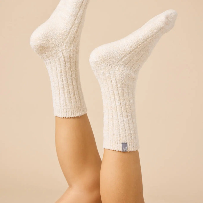 Marshmallow Crew Socks-Warm Sand