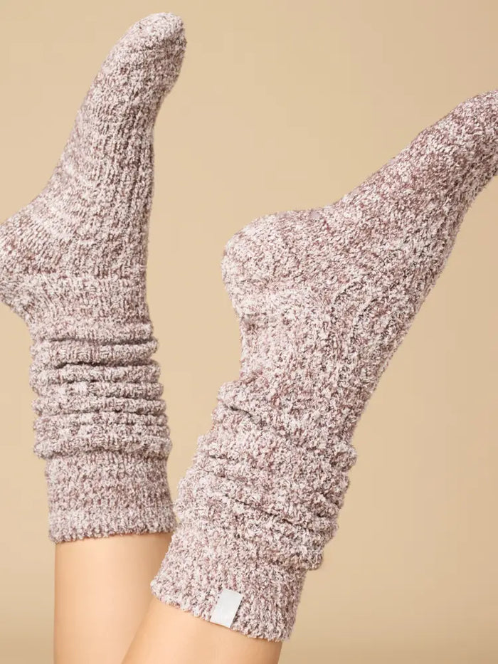 Marshmallow Slouchy Socks-Heather Espresso