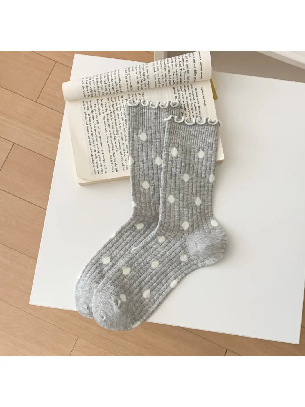 Polka Dot Socks-Light Grey