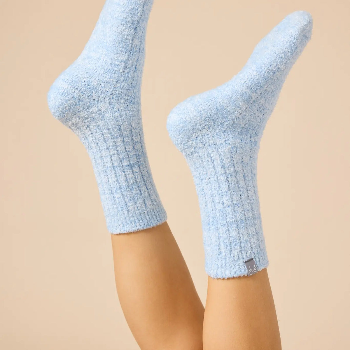 Marshmallow Crew Socks-Sky Blue