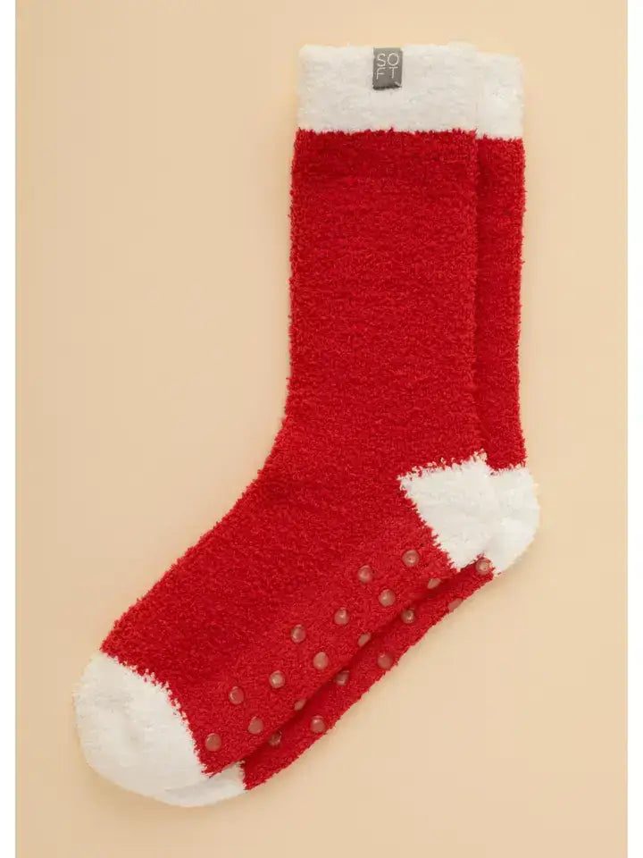 Marshmallow Crew Socks-Red/White Heel