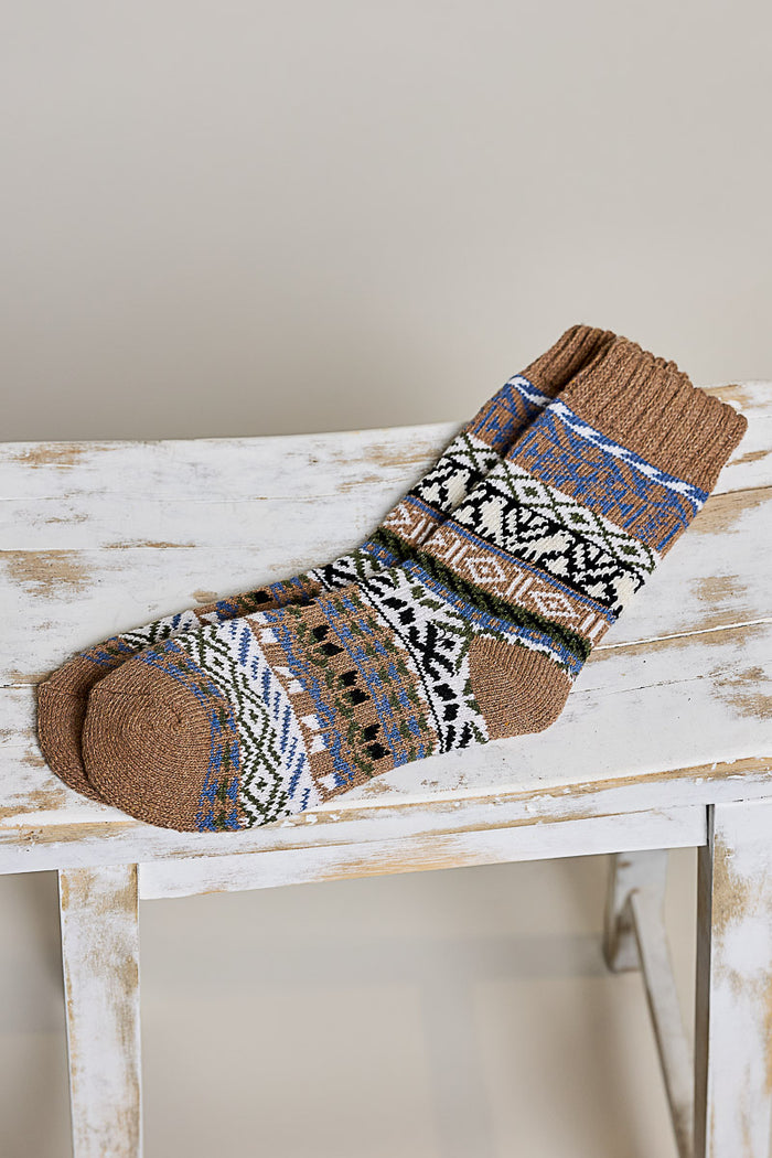 Daytrip Socks-Mocha/Blue