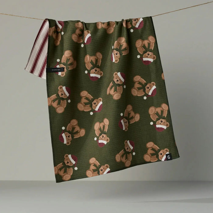 Christmas Bear Reversible Tea Towel