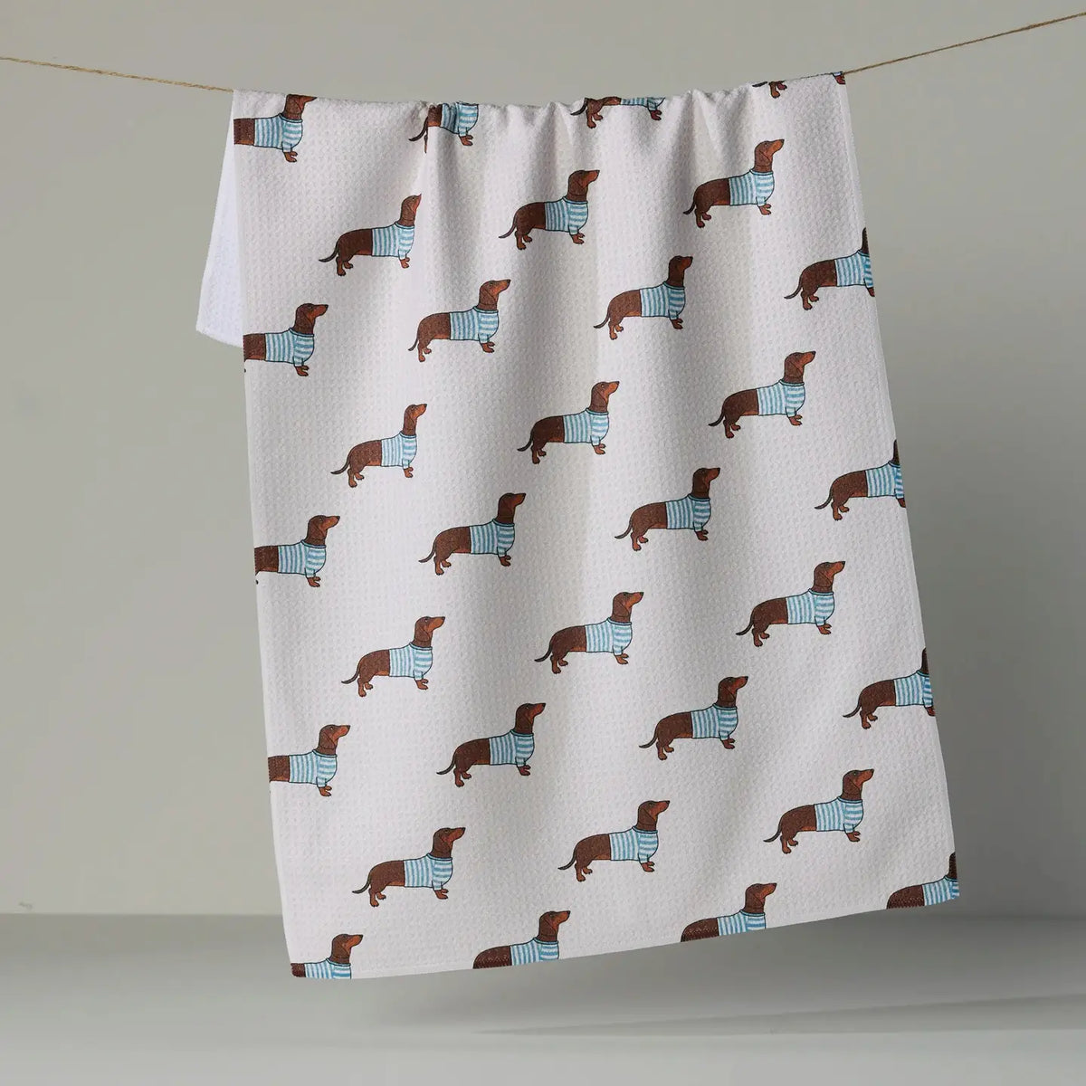 Coastal Dachshund Tea Towel
