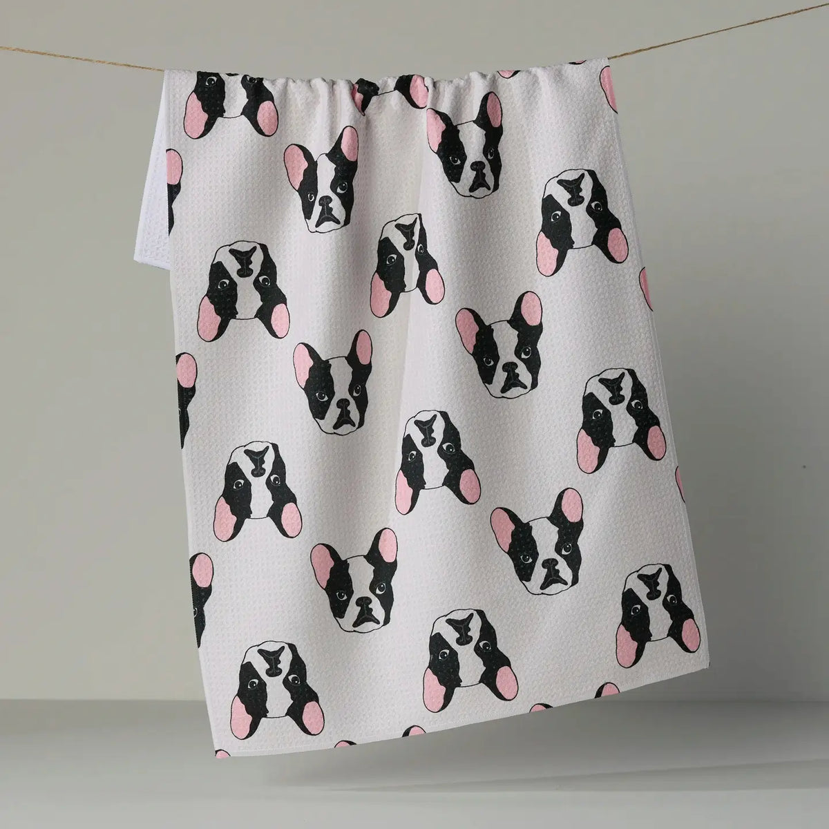 Frenchie Faces Tea Towel