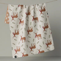 Winter Reindeer Reversible Tea Towel