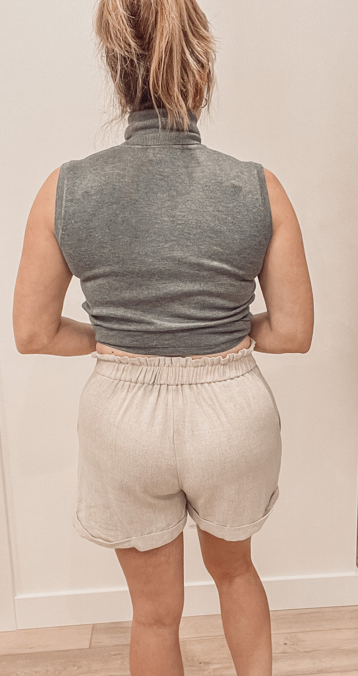 Cayman Linen Paperbag Shorts-Final Sale