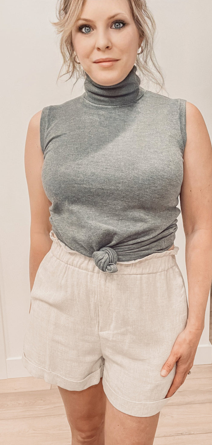 Cayman Linen Paperbag Shorts-Final Sale